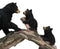 Rustic Forest Black Bear Mother and 2 Cubs Climbing On Tree Log Bridge Figurine