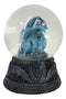 Mythical Quicksilver Blue Dragon Water Globe Figurine With Glitters 4.25"H