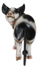 Set of 3 Rustic Western Farm White Black Spotted Pigs Hind Butt Coat Wall Hooks