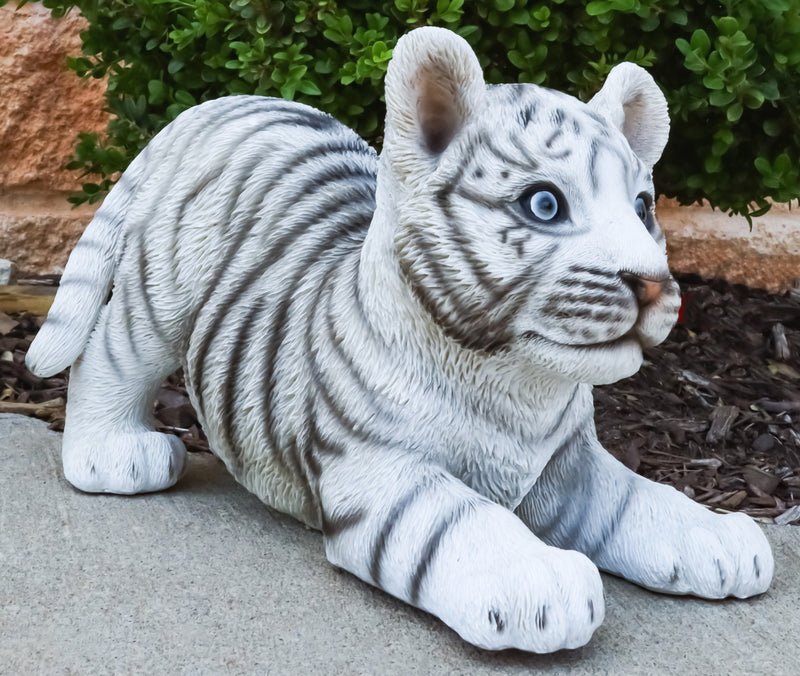 Ceramic Large Crouching White Tiger Statue