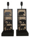 Set of 2 Rustic Western Black Bears In Forest Wood Metal Bedside Table Lamps