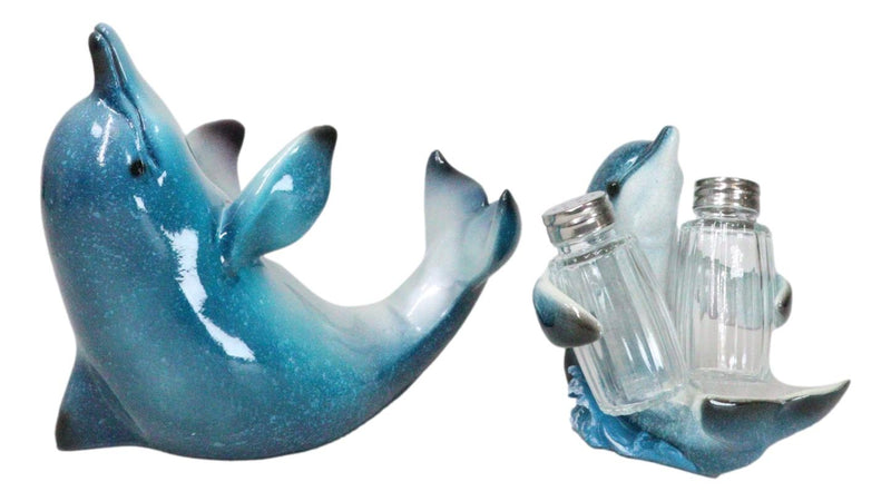 Set Of 2 Ocean Marine Dolphin Fish Wine Bottle And Salt Pepper Shakers Holders