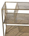 39"H Contemporary Brushed Gold Metal 3 Tier Shelf And Basket Bar Serving Cart