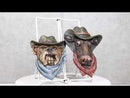 Set of 2 Western Cowboy Bulldog Dog and Bull Cow Hats and Scarves Wall Plaques