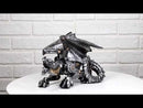 Roaring Steampunk Silver Robotic Cyborg Winged Geared Clockwork Dragon Figurine