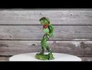 Wild Western Standoff Cowboy Frog With Hat Cigar And 2 Guns On Lilypad Figurine