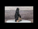 Rustic Forest Standing Black Bear and 2 Cubs On Faux Wooden Log Bridge Figurine