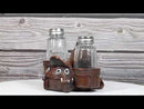 Country Western Faux Leather Cowboy Horse Saddle Salt Pepper Shakers Holder