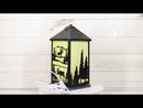 Rustic Deer Moose Scenic Forest Mountains Electric Metal Wall Or Floor Lantern