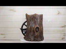 Rustic Western Cow Skull Wagon Wheel By Tree Trunk Decorative Planter Or Vase