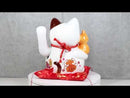 Japanese Lucky Charm White Beckoning Cat Maneki Neko With Waving Arm Statue 10"