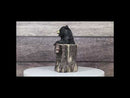 Whimsical Forest Black Bear On Tree Log Holding Welcome Plank Sign Figurine 7"H