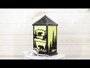 Rustic Black Bear Scenic Forest Mountains Electric Metal Wall Or Floor Lantern