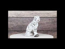 Rainforest Jungle Apex Predator White Bengal Tiger Sitting On Rock Figurine