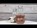 Southwestern Buffalo Cow Skull With Canister Jar Glass Salt Pepper Shakers Set