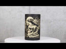 Gothic Poe's Raven On Skull And Books Of Bibliography LED Etched Glass Lantern