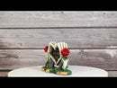 Red Roses Love Never Dies Skeleton Hand Heart Tombstones Cake Topper Figurine