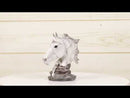 Wild and Free White Stallion Equine Horse Bust On Rocky Pillar Base Figurine