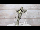 Jesus Christ The Redeemer With White Flower Faux Wooden Layered Wall Cross