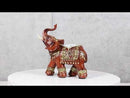 Faux Wood Trunk Up Elephant with Golden Scrollwork And Crushed Glass Figurine