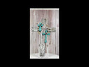 Rustic Western Faux Distressed Wood Rope Wreath Turquoise Layered Wall Cross