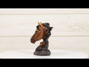 Wild and Free Brown Stallion Equine Horse Bust On Rocky Pillar Base Figurine