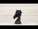 Wild and Free Black Stallion Equine Horse Bust On Rocky Pillar Base Figurine