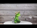 Catch of The Day Green Frog Rod Fishing And Wearing Fisherman Hat Figurine