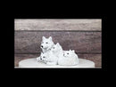 Winter Snow White Albino Wolf Mother at Repose with 4 Cubs Family Figurine