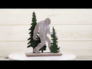 Myth Legend Sasquatch Big Foot by Pine Trees Wooden Silhouette Cutout Sculpture