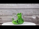 Green Tree Frog Toad Meditating Glass Salt Pepper Shakers Holder Figurine Set