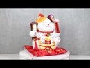 Japanese Lucky Charm White Beckoning Cat Maneki Neko With Waving Arm Figurine 9"