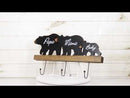 Rustic Forest Black Bear Family Papa Mama Baby Silhouette 3 Pegs Wall Hooks 20"L