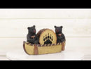 Rustic Forest Black Bears Rowing in Canoe Boat Bear Paw Tree Ring Coaster Set