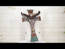 Rustic Western Turquoise Flowers Eagle Dual Pistols Cowboy Faux Wood Wall Cross