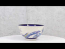 Pack Of 4 Blue Japanese Hokusai Great Wave Design Ceramic Thick Large Rice Bowls