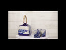 Blue White Great Wave Of Kanagawa Hokusai Hexagonal Teapot With 4 Tea Cups Set