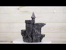 Medieval Stonewall Castle Fortress On Rock Steppes Display Stand W/ LED Figurine