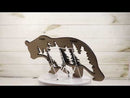 Rustic Black Bear With Pine Trees Forest Silhouette Cutout Wooden Wall Decor