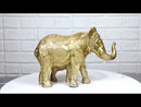 Royal Gold Mandala Ornate Design Elephant and Calf with Trunks Up Figurine