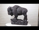 Large Southwestern Native American Bison Buffalo On Rock Rustic Statue 20" L