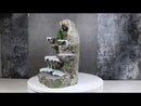 Snow Capped Wolf Den Rocky Cave Lair With Pine Trees LED Display Stand Sculpture