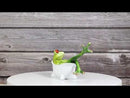 Whimsical Green Lady Diva Frog with Golden Nails Soaking in Bath Tub Figurine