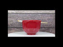 Red Cute Chubby Kitty Cat Ceramic Donburi Ramen Bowl With Chopsticks Set