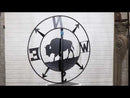 Bison Buffalo with N-S-E-W Compass Cardinal Directions Metal Wall Circle Sign