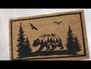 Rustic Western Black Bear Scenic Pine Forest Coir Fiber Floor Mat Doormat 30X18