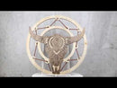 Rustic MDF Wood Buffalo Cow Skull Dreamcatcher Web Circle Wall Decor Plaque