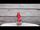 Red Cardinal Bird On Tree Branch Nest With Chicks Water Globe Mini Figurine