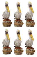 Ebros Gift 4.75" Tall Small Ocean Marine Beach Coastal Great White Pelican Bird Perching On Getty Post Statue Home Decor Birds Pelicans Nature As Centerpiece Decorative Sculpture Figurine (6)