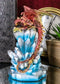 Red And Gold Cosmic Dragon On Blue Crystal Stalactite Rock LED Light Statue